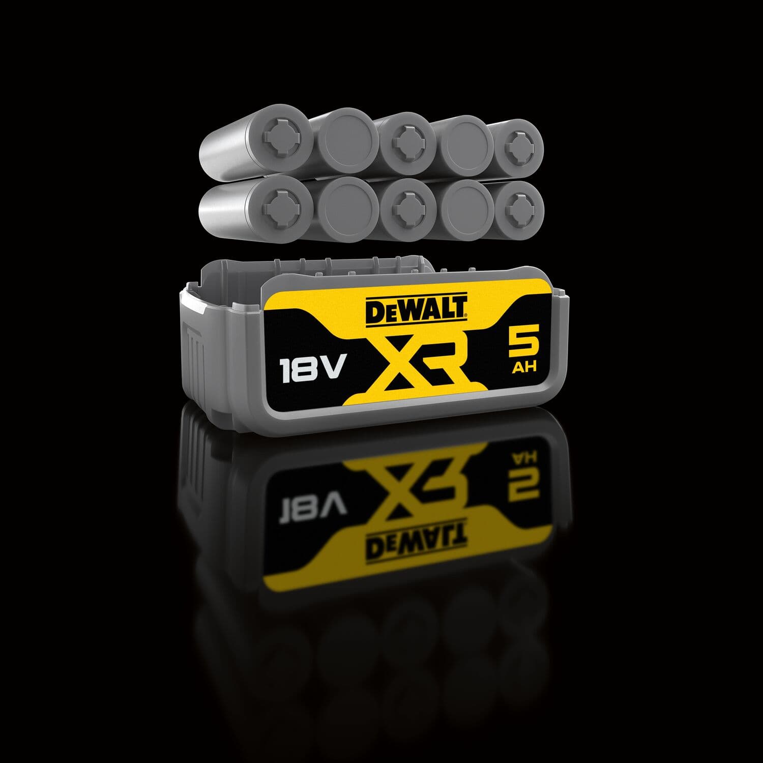 Batería DEWALT 18V XR 5Ah y celdas. SKUs: DCK2201P1T1-XE, DCZ409P2-XE, DCZ2050P2T-XE, DCB184, DCZ401P3-XE, DCZ294P2-XE.